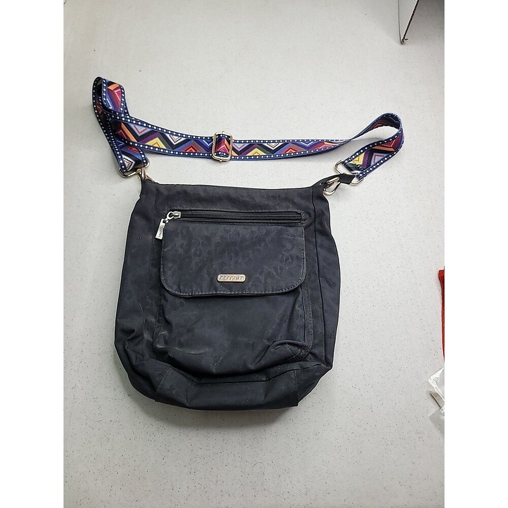 Baggallini Town Bagg Crossbody Bag Unisex Black  Medium Purse Satchel Adj Straps